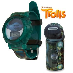DreamWorks Trolls LCD Flashing Lights Watch with Tin Coin